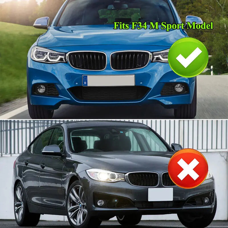 FOR 2013-2019 BMW 3 SERIES F34 GT M SPORT FRONT BUMPER GRILLE & FOG LIGHT COVERS